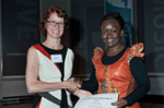 ASAUK President Steph Newell awards the Audrey Richards thesis prize to Fibian Lukalo