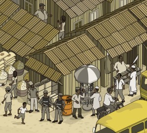 Illustration by Rod Hunt commissioned by Granta for the cover of 'Looking for Transwonderland'