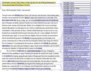 Extract from winning 2014 Derby entry, corrected by A. Gofer (c/o Steph Newell)