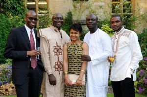 The shortlisted writers for the Caine Prize 2013. L-R: Tope Folarin, Pede Hollist, Chinelo Okparanta, Elnathan John, Abubakar Adam Ibrahim. Photo credit: Parrésia Publishers via Vitabu Books. 