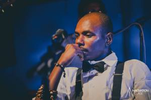Kigali, Rwanda. March 2016. 1Key performing Gene Aise live on the #expericment. [Courtesy of Innovation Village] 