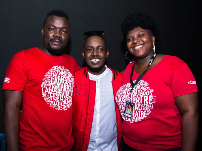(L-R) Kenneth Uphopho, LTF Artistic Director_ Hiphop artiste, MI Abaga_ LTF Producer, Brenda Fasuhan