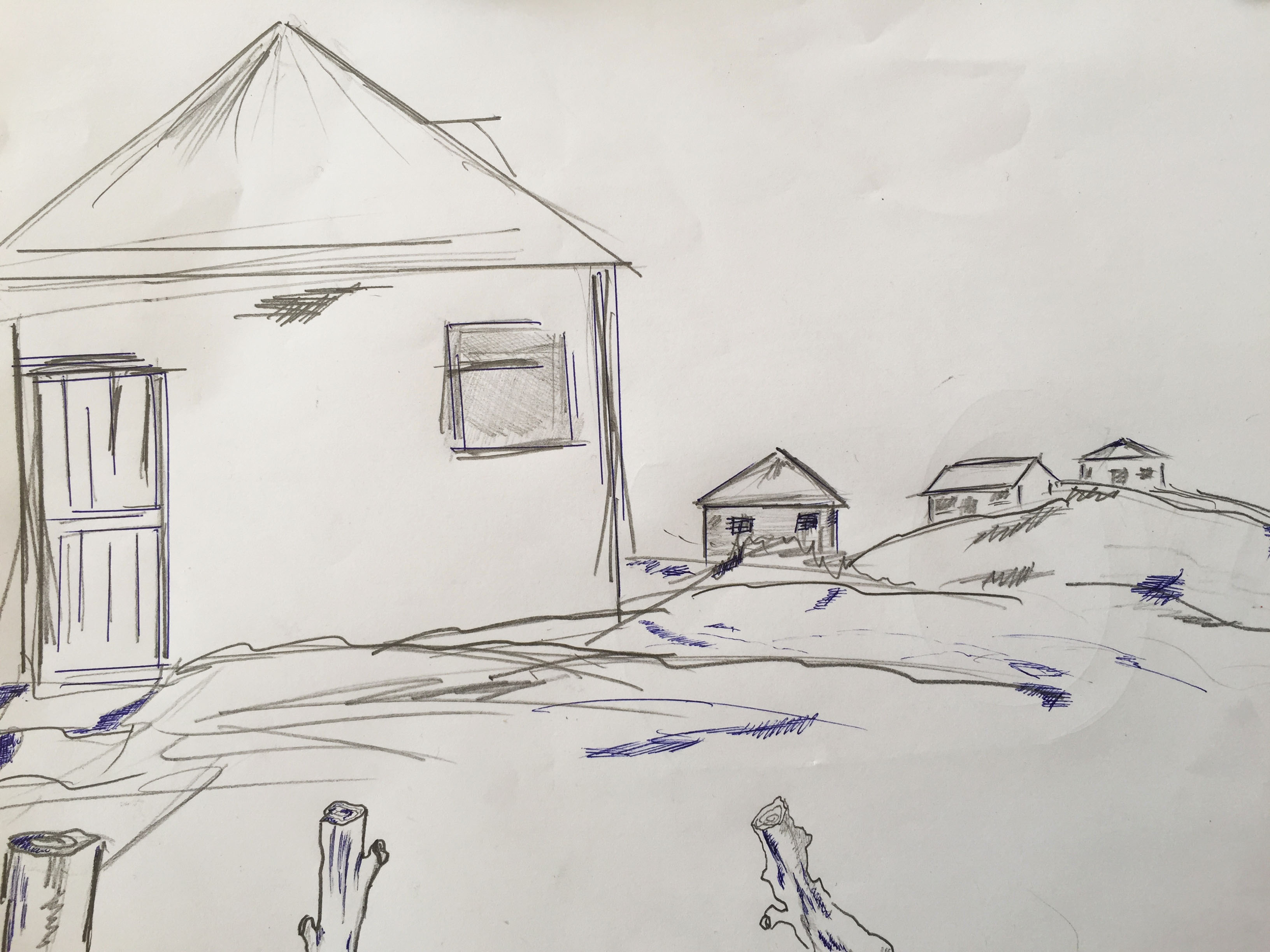 drawing lonely houses lockdown